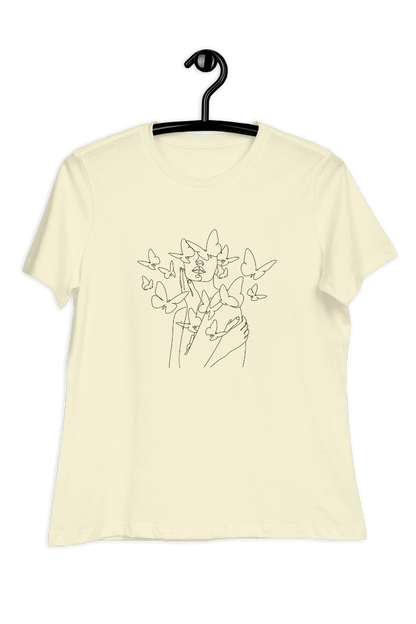 Dames-T-shirt Black butterflies