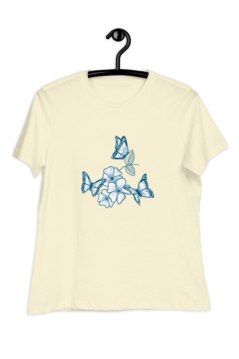 Dames-T-shirt Blue butterflies