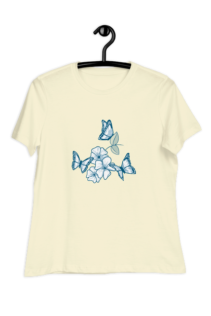 Dames-T-shirt Blue butterflies