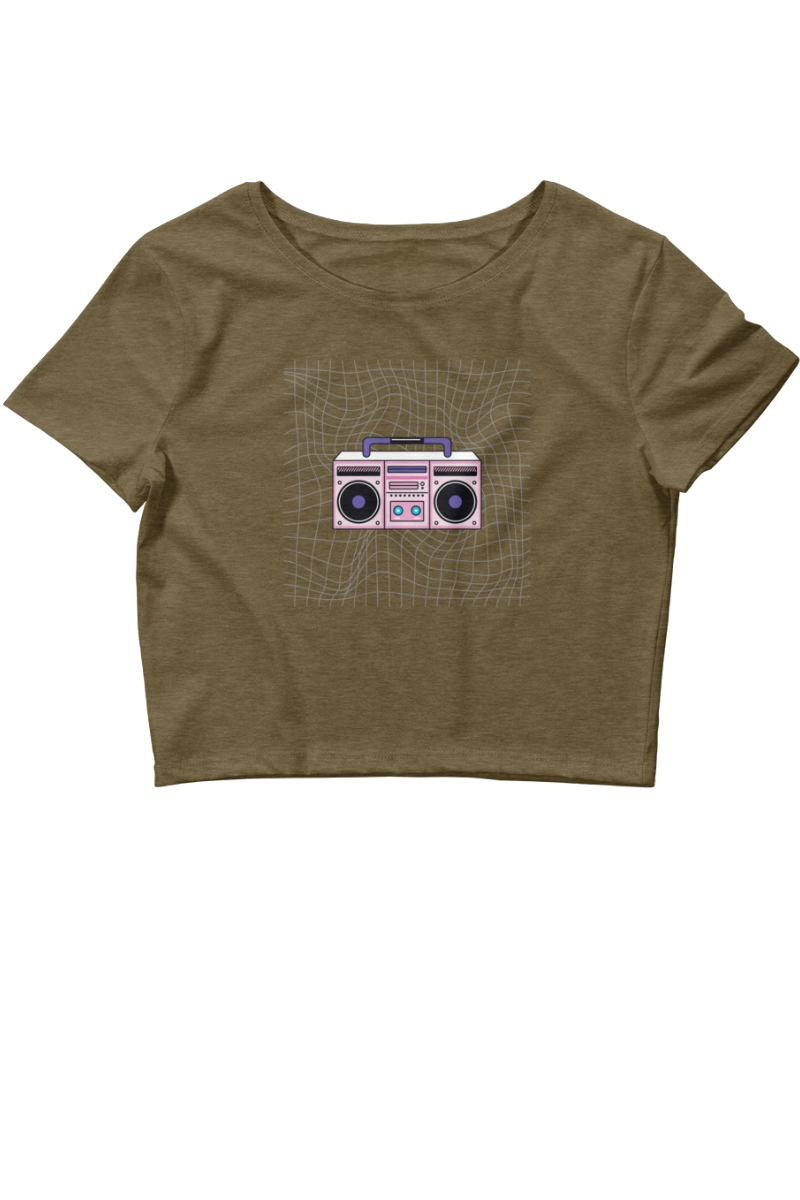 Dames Crop T-shirt Retro boombox