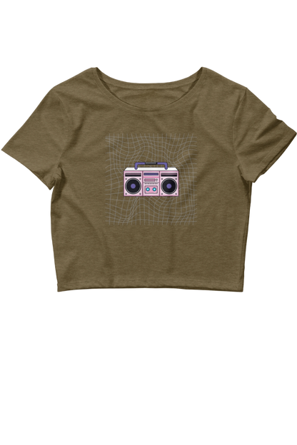 Dames Crop T-shirt Retro boombox