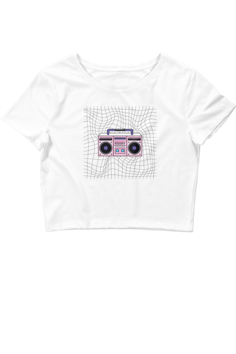 Dames Crop T-shirt Retro boombox