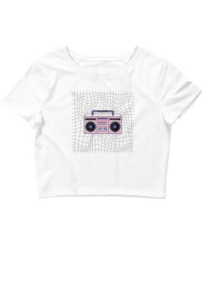 Dames Crop T-shirt Retro boombox