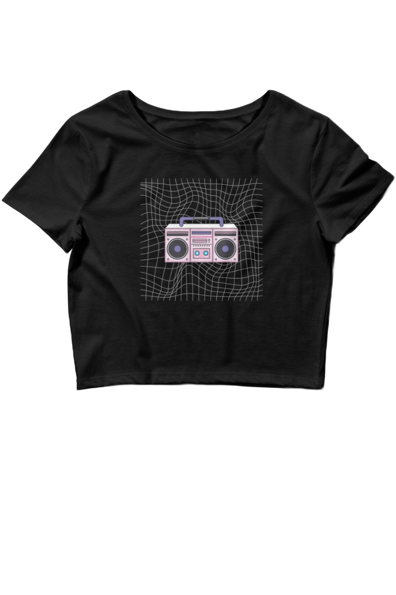 Dames Crop T-shirt Retro boombox