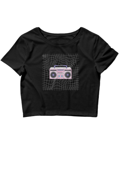 Dames Crop T-shirt Retro boombox