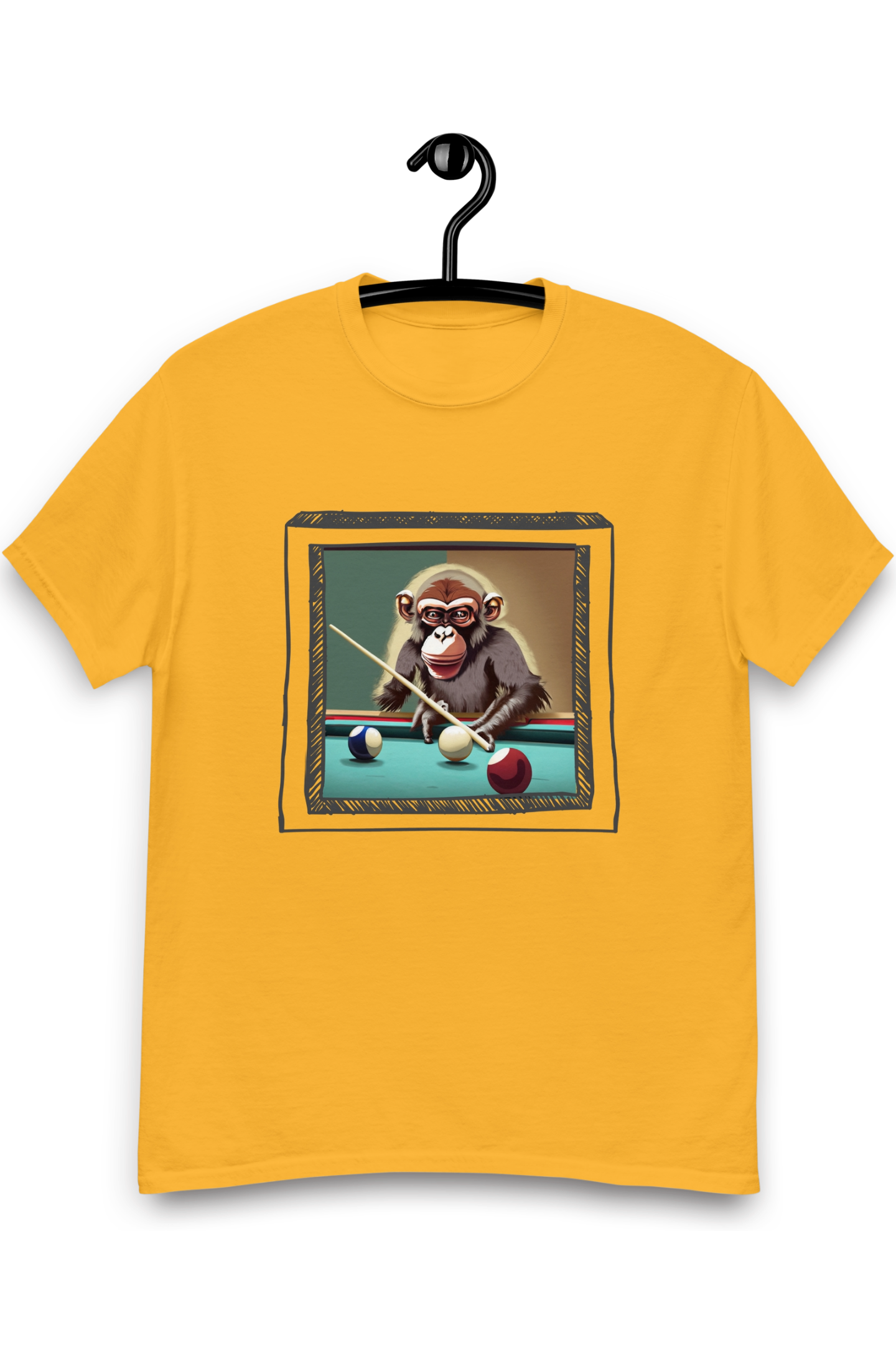 Heren T-shirt Monkey playing billiards