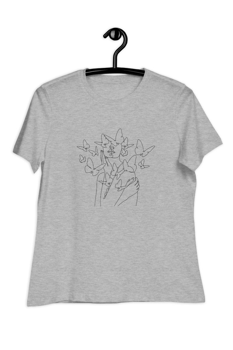 Dames-T-shirt Black butterflies