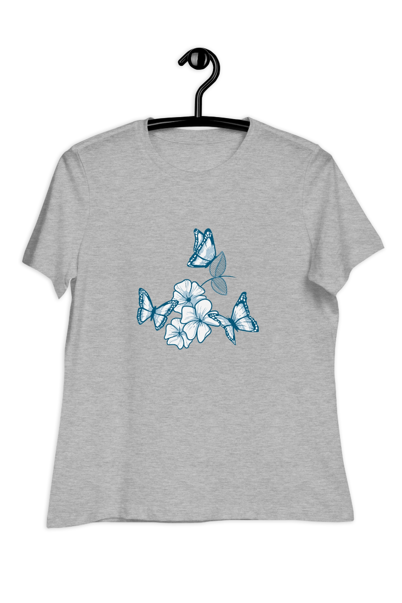 Dames-T-shirt Blue butterflies