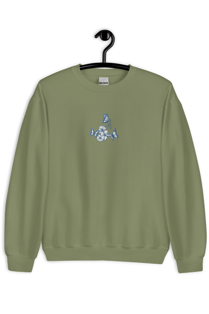 Dames Sweater Blue butterflies geborduurd