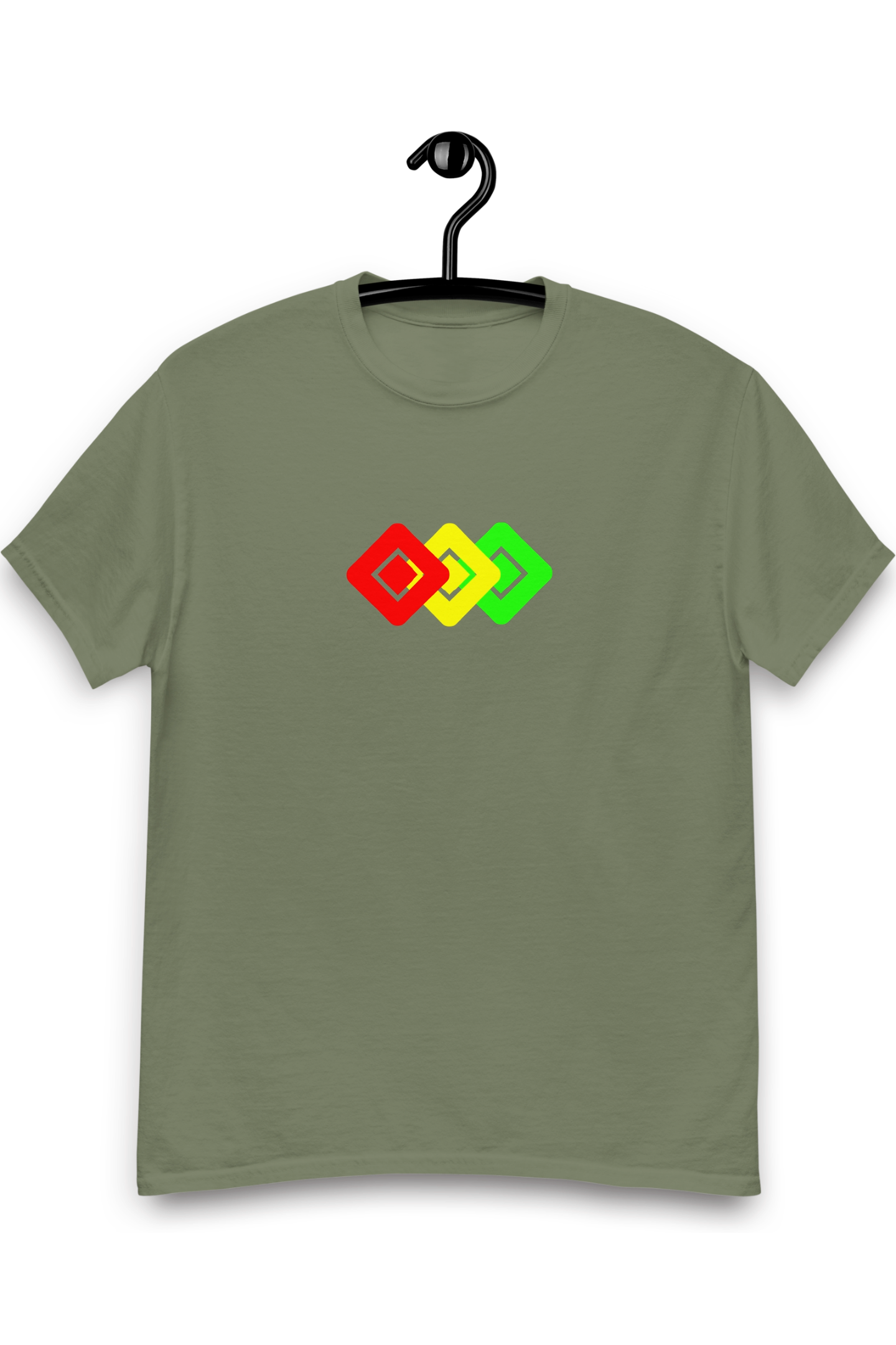 Heren T-shirt Ruiten Rood-Geel-Groen