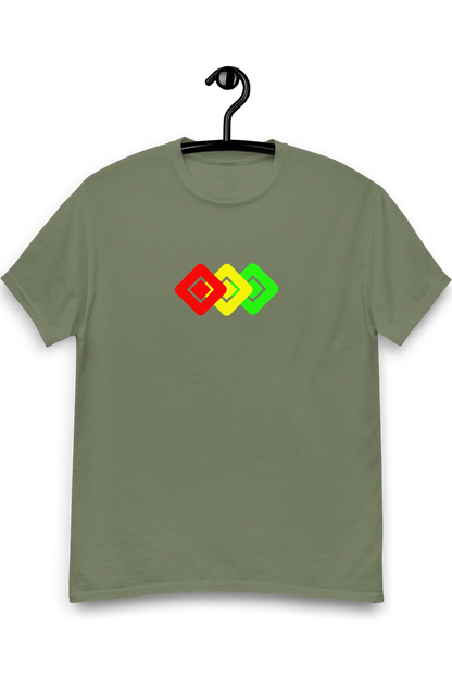 Heren T-shirt Ruiten Rood-Geel-Groen