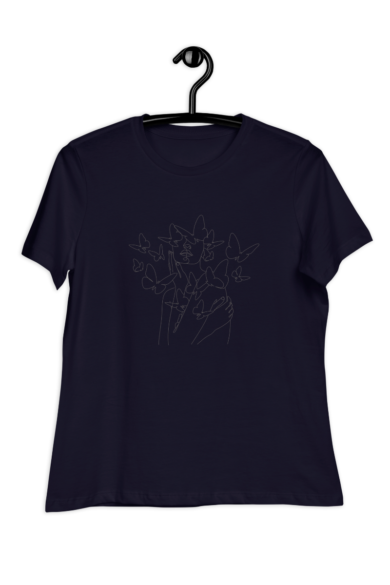 Dames-T-shirt Black butterflies