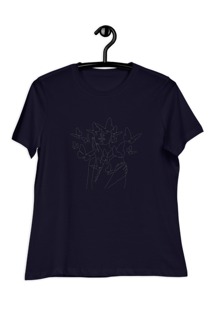 Dames-T-shirt Black butterflies