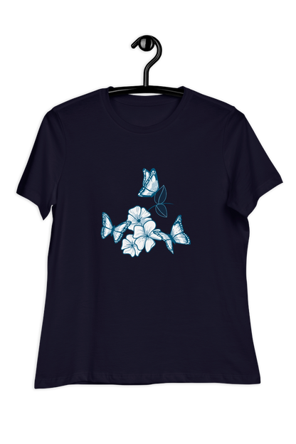 Dames-T-shirt Blue butterflies