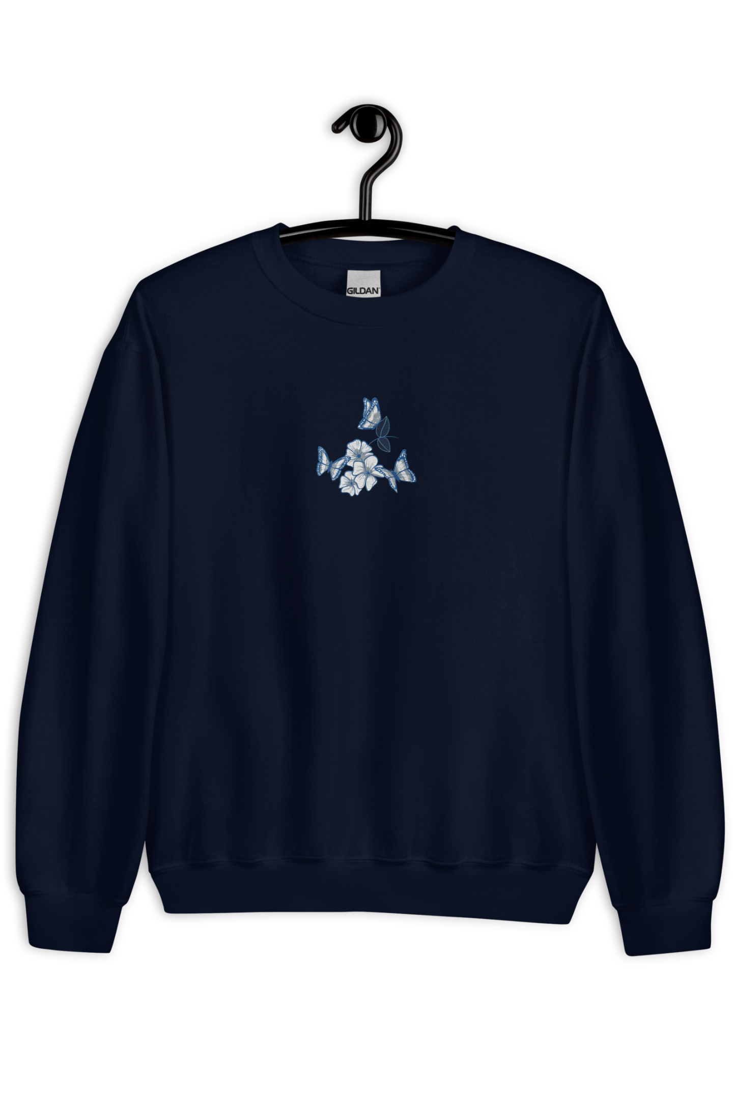 Dames Sweater Blue butterflies geborduurd