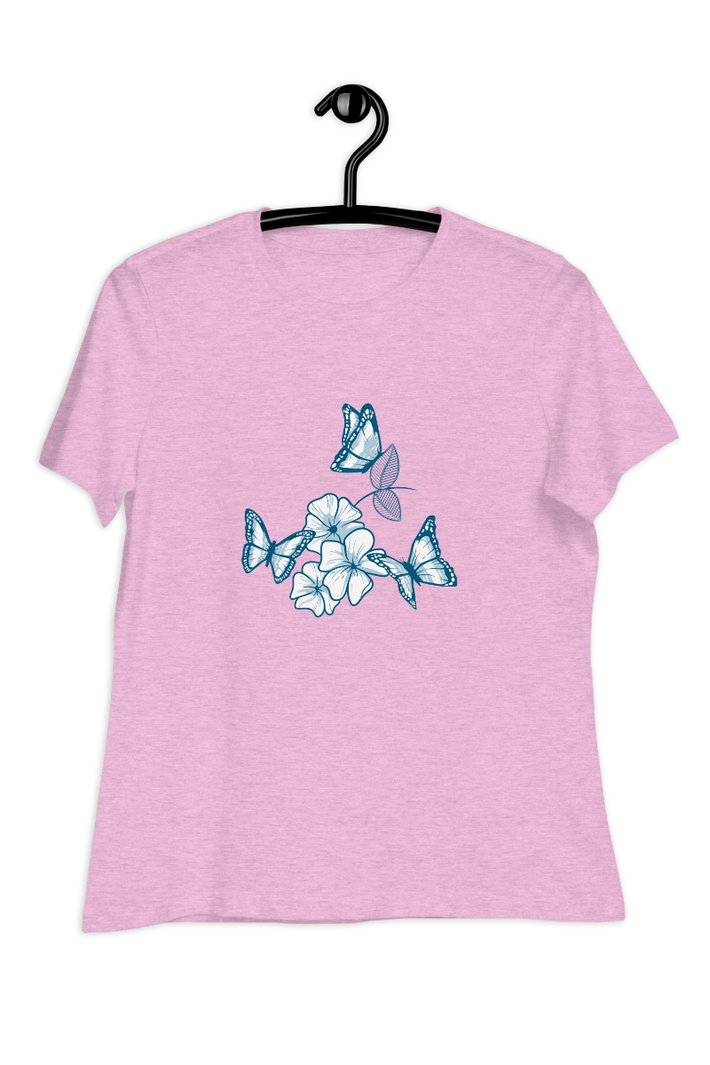 Dames-T-shirt Blue butterflies