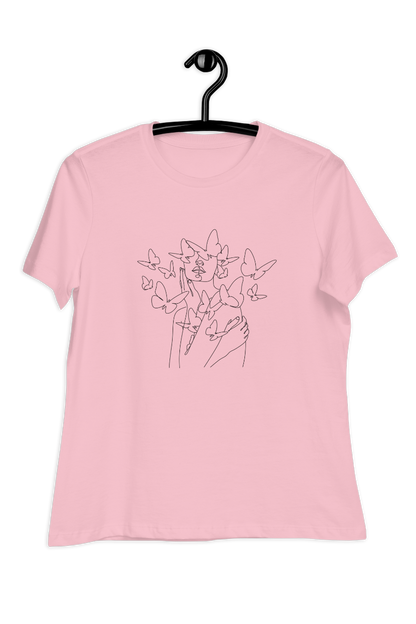 Dames-T-shirt Black butterflies