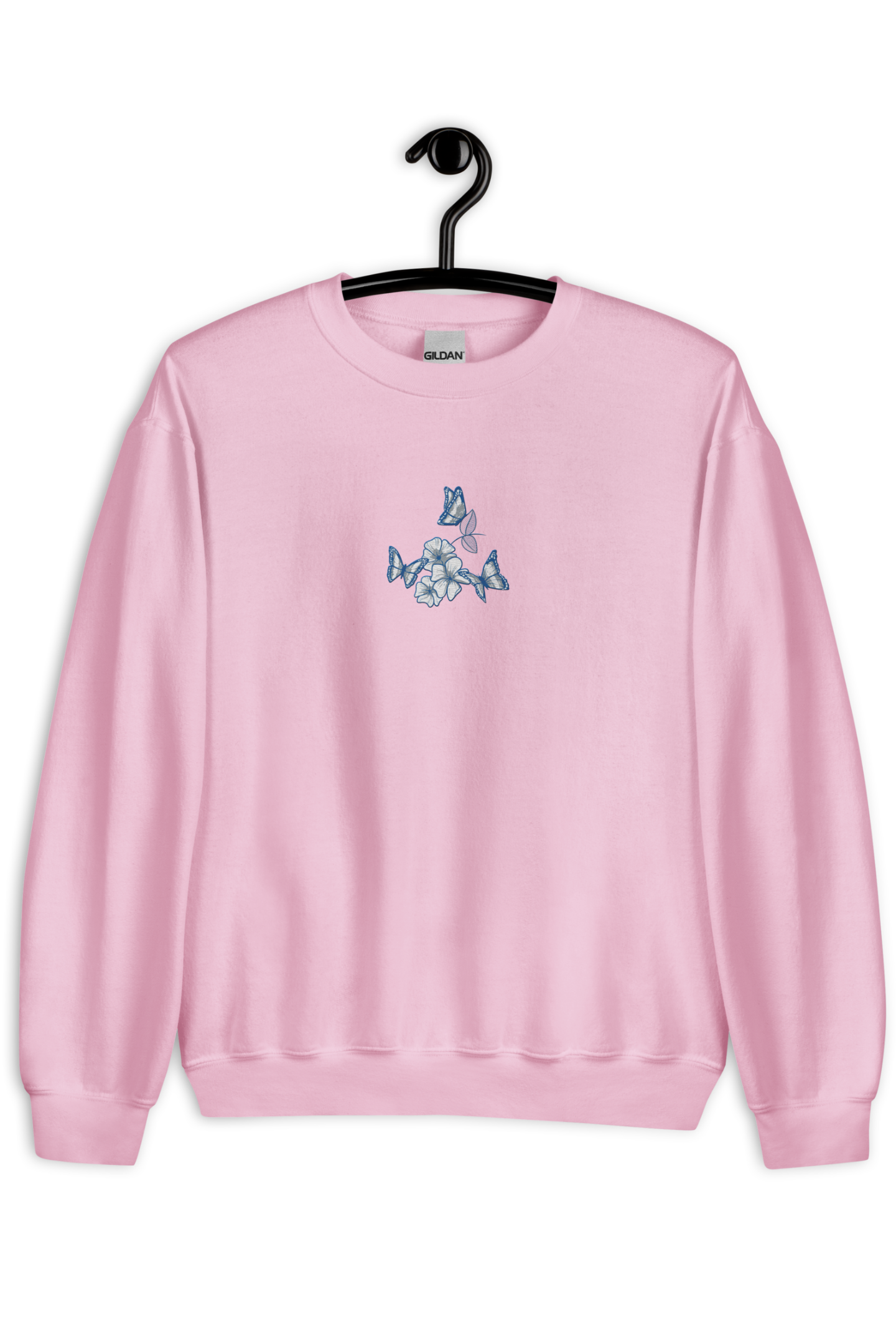 Dames Sweater Blue butterflies geborduurd