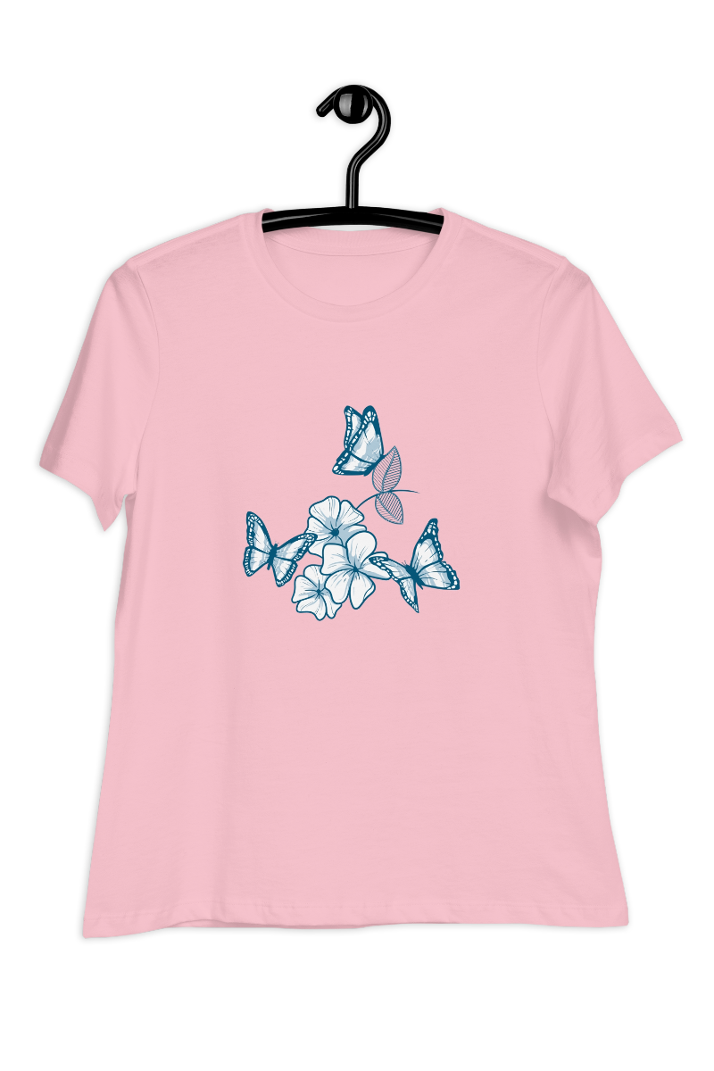 Dames-T-shirt Blue butterflies