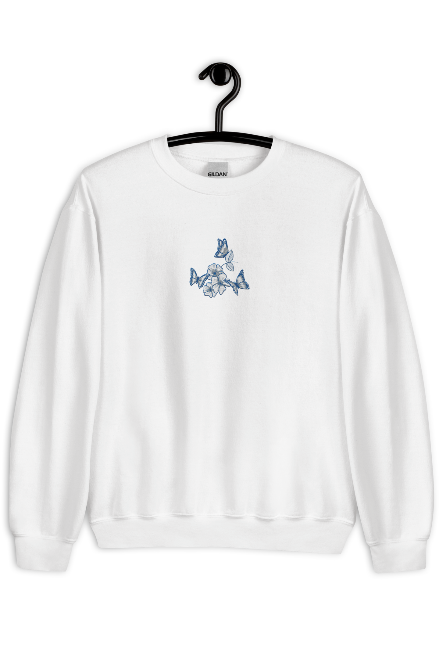 Dames Sweater Blue butterflies geborduurd