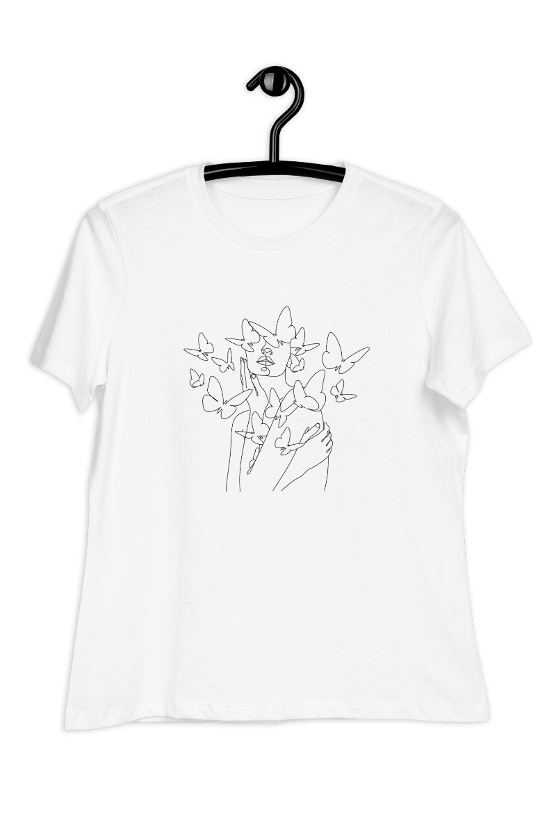 Dames-T-shirt Black butterflies