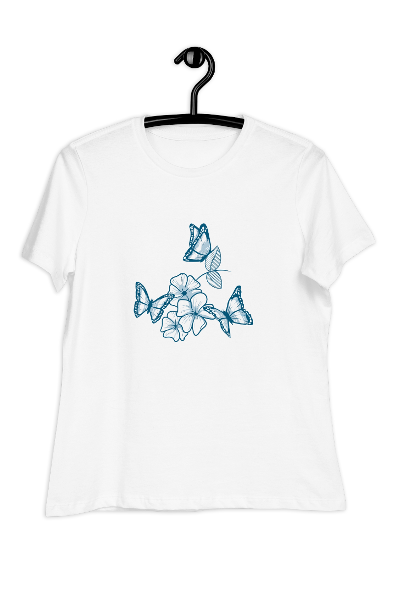 Dames-T-shirt Blue butterflies